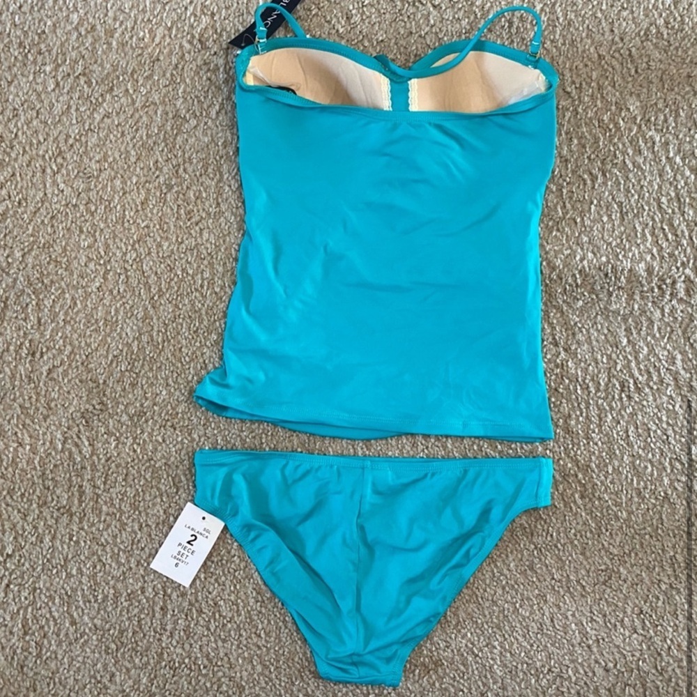 NWT La Blanca Island Goddess Twist Bandeau Bikini Top and Bottom Size 6 - Picture 5 of 6